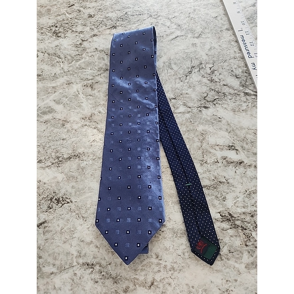 Tommy Hilfliger Mens Tie Navy Blue Grey Squares‎